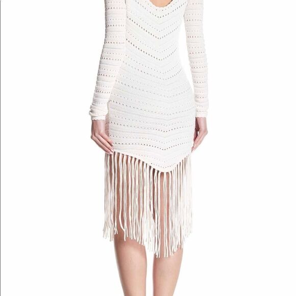 Ronny Kobo Designer White Boho Festival Crochet Fringed Dress NWOT XS - Picture 4 of 4
